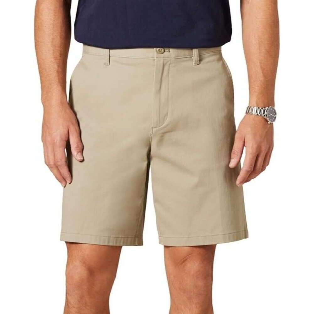 Amazon Essentials Classic-Fit Chino Short Khaki Cotton Stretch 9" Inseam 34W